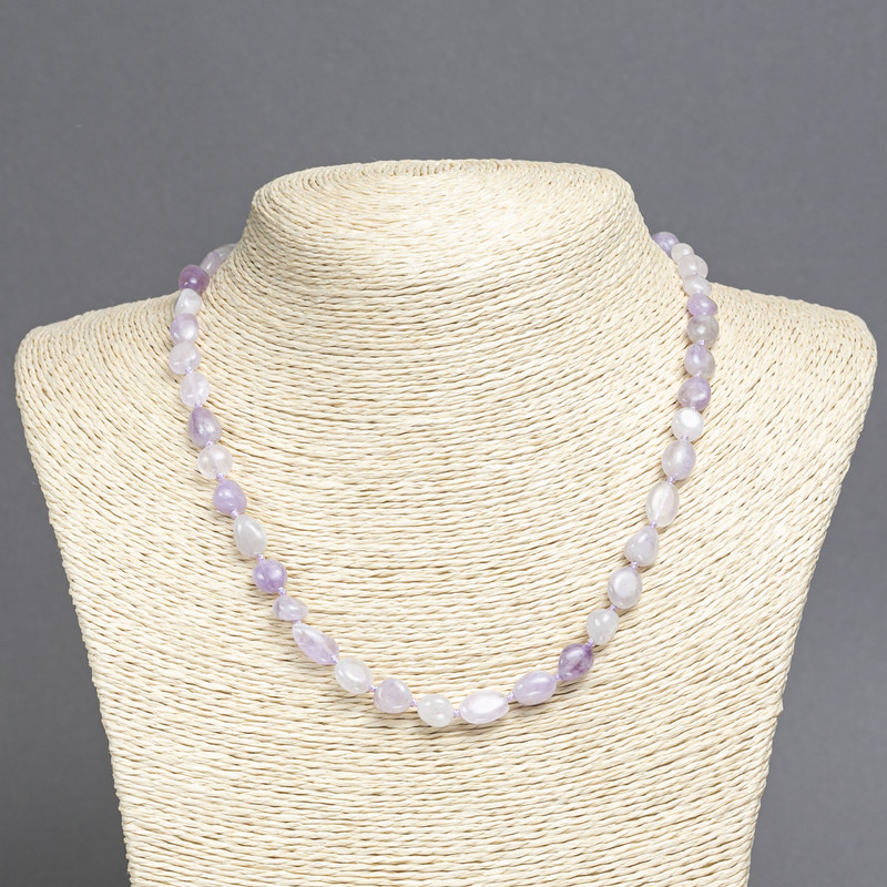 Amethyst Bead Necklace, faceted, 8x10mm, approx. 45cm length