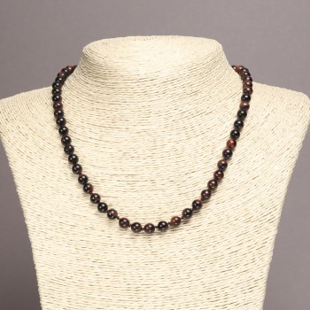 Bull's Eye Natural Stone Necklace Bead Smooth Ball, diameter 6(±)mm, length 45cm+