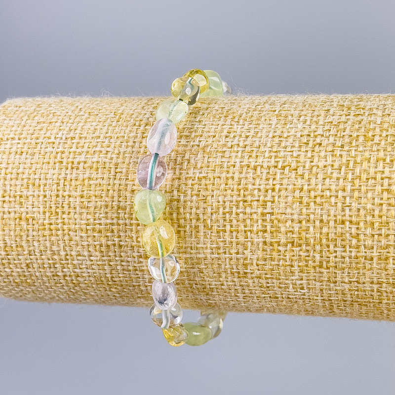 Bracelet Assorted Natural Stone Tumbled, diameter 9×6mm+-, length 18cm (stretch)