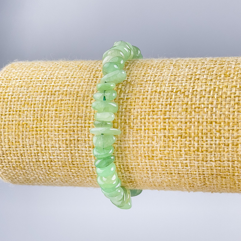 Bracelet Jade natural stone shard, diameter 7-10x5mm+-, length 18cm (stretch)