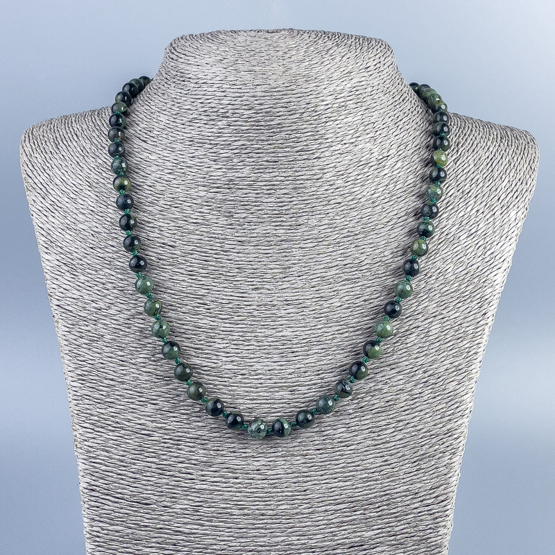Ocean Jasper Bead Necklace – smooth round beads, 6.5mm diameter, ~50cm length