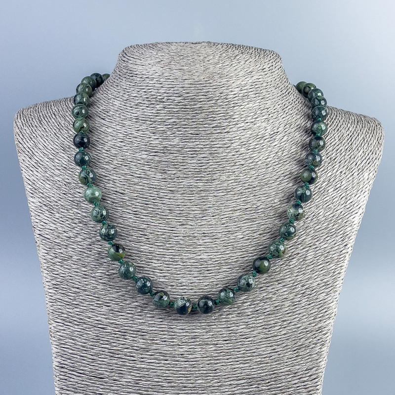 Ocean Jasper Necklace 50 cm, smooth round beads diameter 8.5 mm ±