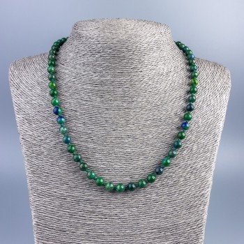 Azurite Natural Stone Necklace Beads Smooth Sphere 6.5 mm Diameter, 48 cm Length +