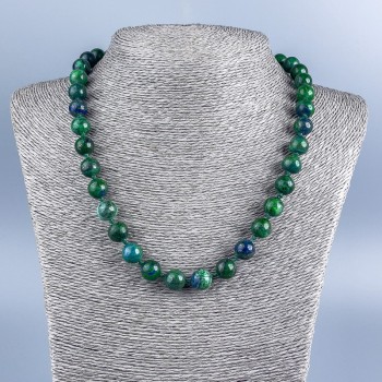 Azurite natural stone Necklace - smooth 10mm beads, 48cm length +