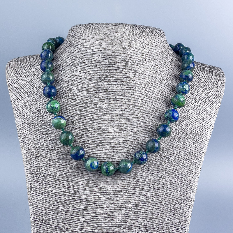 Azurite Natural Stone Necklace Bead, Smooth Round 12mm, Length 48cm +