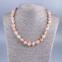 Necklace of natural Selenite faceted, bead size 12×10mm, length 49cm +