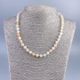 Necklace of Synthetic Selenite, smooth beads 7 mm, approx. 50 cm length