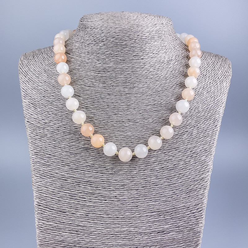 Necklace of Selenite (artificial acrylic) smooth bead, 10mm diameter ±, length 50cm ±
