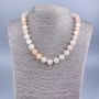 Necklace of Selenite (artificial acrylic) smooth bead, 10mm diameter ±, length 50cm ±