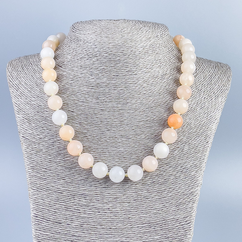 Necklace Celestite (artificial acrylic) smooth bead, diameter 12mm±, length 50cm ±