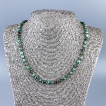 Chrysocolla and Lapis Lazuli Necklace, faceted sphere 6mm, 52cm long +
