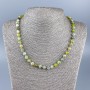 Necklace made from natural stone Green Opal smooth bead, diameter 7mm, length 52cm +