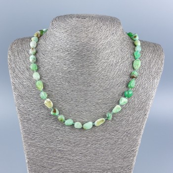 Chrysoprase Beads Necklace, natural gemstone with faceted round beads, diameter 9x11mm, length 50cm +