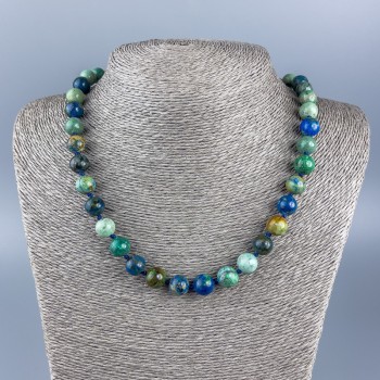 Chrysocolla and Lapis Lazuli Bead necklace with smooth ball beads, diameter 10mm±, length 48cm ±