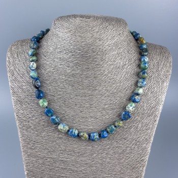 Necklace with Chrysocolla and Sodalite, faceted 8×10 mm, length 48 cm +