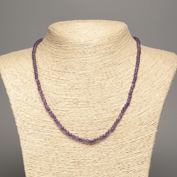 Amethyst Bead Necklace with Smooth Round Beads, 4mm diameter ±, length 48cm ±