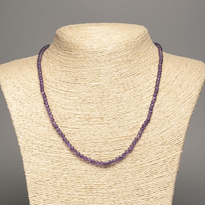 Amethyst Bead Necklace with Smooth Round Beads, 4mm diameter ±, length 48cm ±