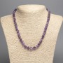 Amethyst Bead Necklace - faceted cube, 7mm diameter, length 50cm +/-