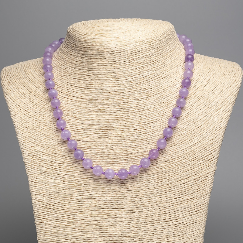 Amethyst Necklace (artificially toned quartz) smooth bead, diameter 8mm±, length 50cm ±