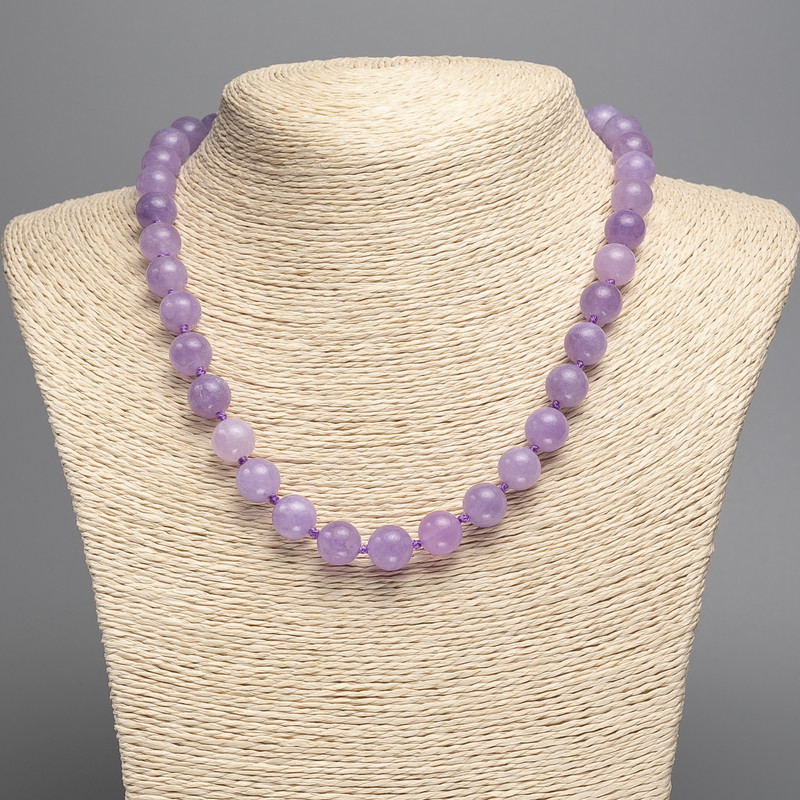 Amethyst Bead Necklace (Artificial Quartz) Smooth Round Beads, 10mm diameter ±, length 48cm ±