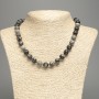 Necklace Jasper Picasso Grey (plastic acrylic) smooth bead, diameter 10mm±, length 48cm ±