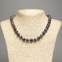 Necklace Black Labradorite (artificial acrylic) smooth bead, diameter 10mm +-, length 48cm +