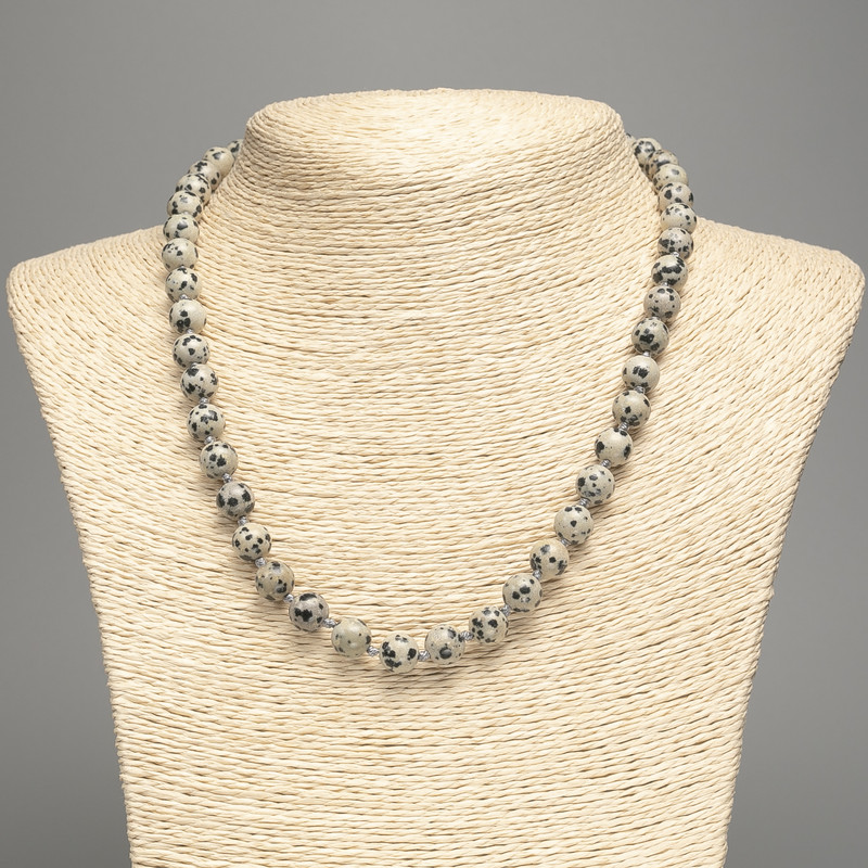 Dalmatian Jasper Bead Necklace (artificial acrylic) smooth round beads, diameter 8.5mm, length 50cm