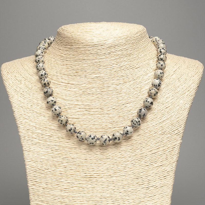 Dalmatian Jasper Bead Necklace (plastic acrylic) smooth ball, diameter 10mm±, length 48cm ±