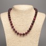 Beads necklace of natural gemstone Rubellite Tourmaline smooth round beads 10mm diam. +/-, length 48cm +