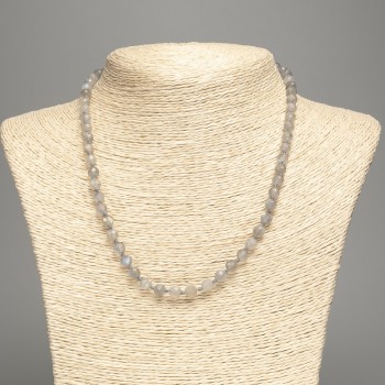 Labradorite Beaded Necklace with Faceted Round Beads, 6mm diameter, 50cm length +