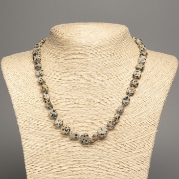 Dalmatian Jasper Beads Necklace, faceted, 10x8mm diameter, 48cm length