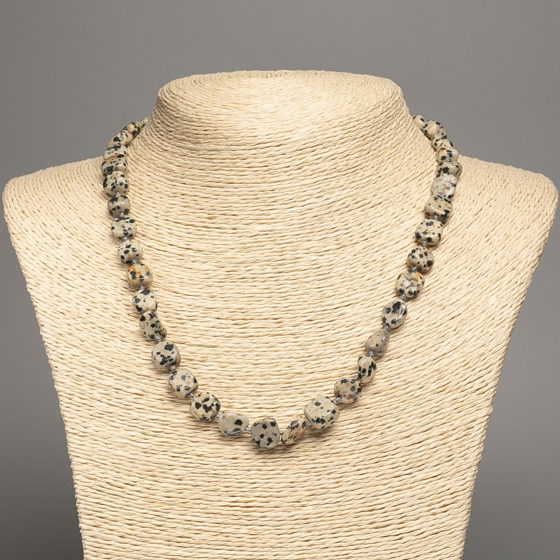 Dalmatian Jasper Beads Necklace, faceted, 10x8mm diameter, 48cm length