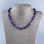Amethyst Beaded Necklace, tumbled natural stone, diameter 13×11 mm, length 46 cm