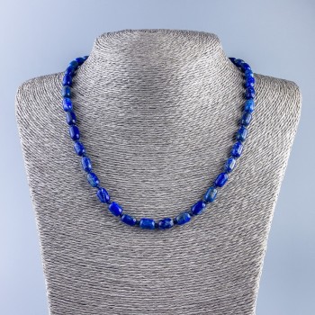 Lapis Lazuli Bead Necklace, barrel-shaped, 9×6mm, length 48cm