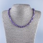 Natural gemstone Amethyst bead necklace with smooth round beads, diameter 6.5mm ±, length 48cm ±
