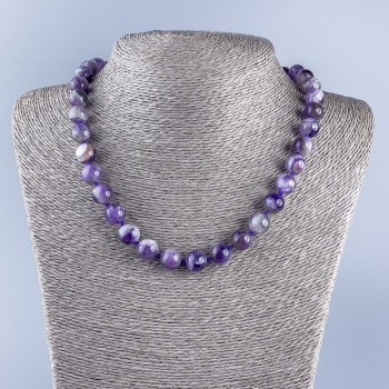Amethyst Bead Necklace with Smooth Round Stones 10mm Diameter, 48cm Length ±