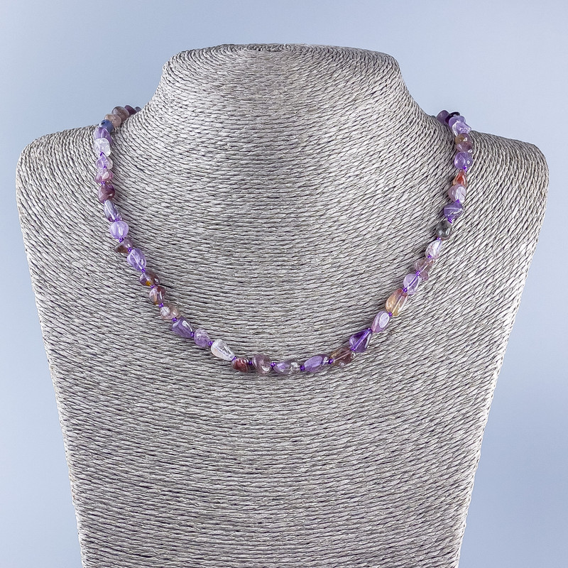 Natural stone Amethyst faceted necklace, 8×5mm diameter+, length 53cm +