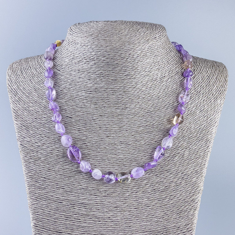 Natural Amethyst Beads Necklace, faceted, diameter 10x7mm ±, length 50cm ±
