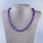 Amethyst natural stone necklace, faceted round bead, 7.5mm diameter, length 50cm