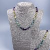 Necklace made of natural fluorite, cabochon faceting, diameter 7x11-6x7mm+-, length 52cm +