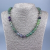 Necklace of natural fluorite, faceted round beads 10mm diameter ±, length 50cm ±