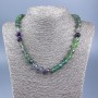 Necklace of natural fluorite, faceted round beads 10mm diameter ±, length 50cm ±
