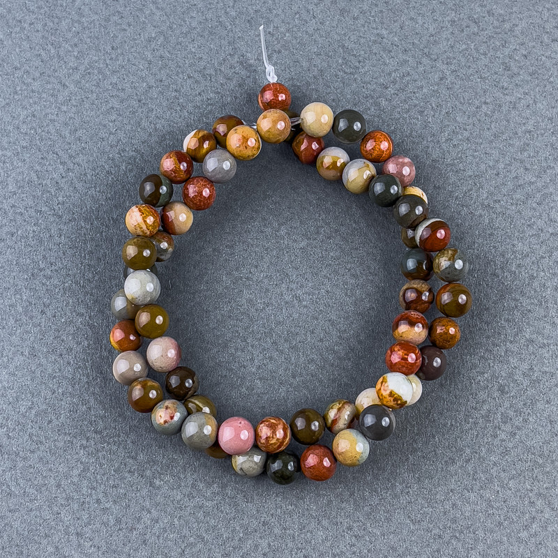 Jasper beads natural stone smooth ball, diameter 6.5mm±, thread length 38cm±