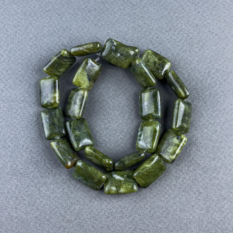 Jadeite Beads natural Jadeite stone, rectangle shape, 13×18×6 mm, 5 mm±, length 40 cm± on thread