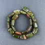 Jasper Hematite GeLithop? Wait— correction: GeLithotrope Jasper rectangular 13×18×6 mm, diameter 5mm±, length 40cm± on thread