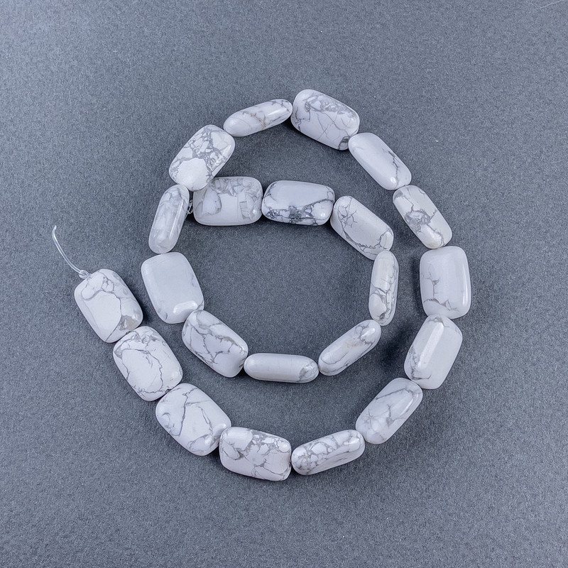Kaholong beads natural stone, rectangle, 13×18×6 mm, 5mm±, thread length 40 cm±