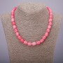 Bead Necklace Rhodonite, faceted barrel beads, diameter 9×11 (±) mm, length 45 cm