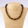 Tiger's Eye Bead Necklace, Smooth Round Beads, 45 cm length, 10 mm diameter