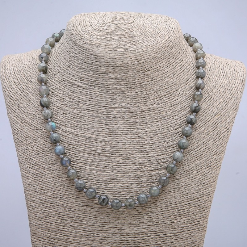 Necklace made of natural Labradorite beads, smooth round beads 8mm diameter, length 45cm +