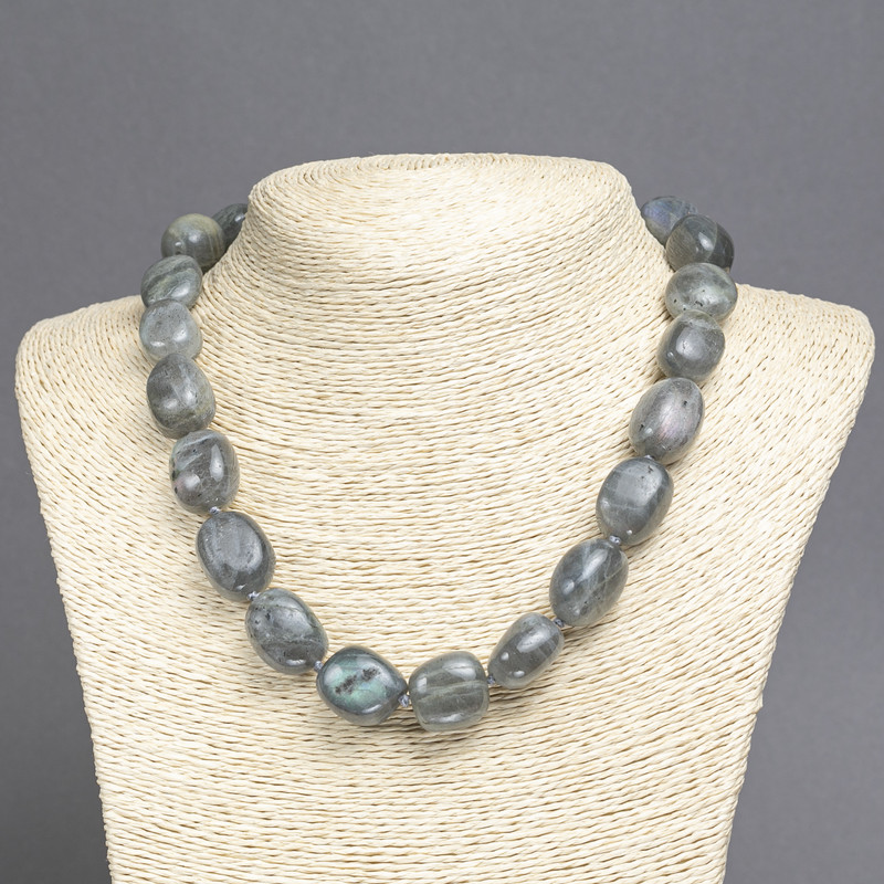 Necklace made from natural Labradorite, faceted, diameter 16×13 mm±, length 45 cm±